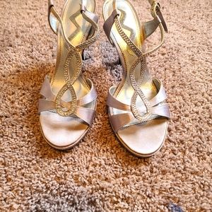 Prom heels, silver, size 9